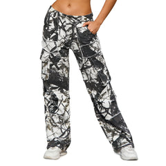 Unisex Raw Edge Camo Cargo Pants- (Camo White)