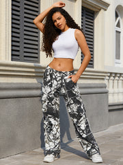 Unisex Raw Edge Camo Cargo Pants- (Camo White)
