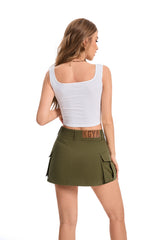 14" Length Mini Cargo Skirts-(Green)
