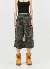 Women's High Waist Capri Jeans-(Camo)