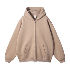 Unisex Solid Zip-up Hoodies