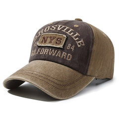 Washed Denim Embroidered Patch Baseball Hat