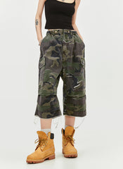 Women's High Waist Capri Jeans-(Camo)