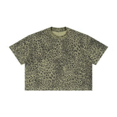 Men Cropped Oversized Leopard Print T-shirt