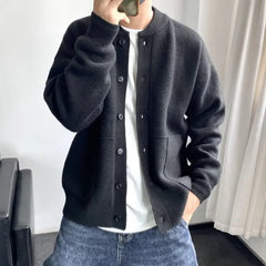 Cardigan Men's Knitted Round Neck Sweater