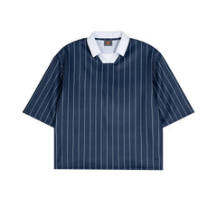 Polo Shirt Boxy Striped Short Sleeve
