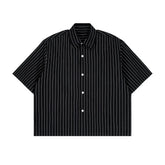 Button Short Sleeve Stripe T-Shirt