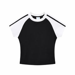 Women's Slim Fit Cotton 260gsm Cropped Sleeve Short Sleeve