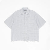 Summer Trendy Plaid Distressed Short-sleeved
