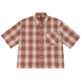 Men's Boxy Fit Streetwear Plaid Short Sleeve