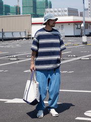 Men's 310gsm Round Neck Striped Short Sleeve