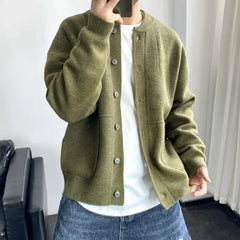 Cardigan Men's Knitted Round Neck Sweater