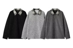 Retro Regular Fit American Style Turn-down Collar Long-Sleeve