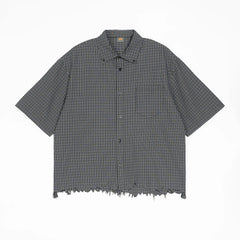 Summer Trendy Plaid Distressed Short-sleeved