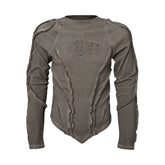 Vintage Sun Faded Slim Fit Applique Distressed Long Sleeve