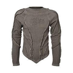 Vintage Sun Faded Slim Fit Applique Distressed Long Sleeve