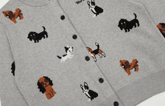 Cropped Sweater Animal PrintJacquard Knit Crew Neck