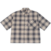 Men's Boxy Fit Streetwear Plaid Short Sleeve