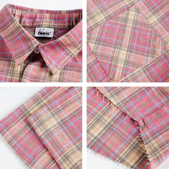 Vintage Style Plaid Short-Sleeved