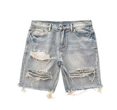 Ripped Washed Denim Shorts