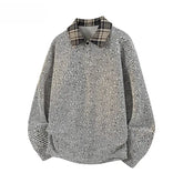 Retro Regular Fit American Style Turn-down Collar Long-Sleeve