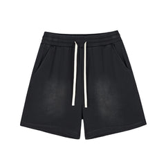 Solid Pattern 350gsm Wide Leg Acid-Wash Baggy Short