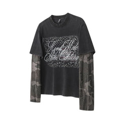 Long Sleeve Double Layer Distressed Sweatshirts