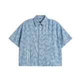 Distressed T Shirts Boxy Fit 230gsm Top Button-Up T-Shirt
