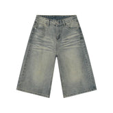 Summer Vintage Shorts High Quality Men High Waist Fit Baggy Jeans Short Dark Denim Shorts Jorts With Pocket for Men