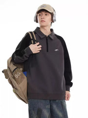Half Zip Sweatshirt Polo Collar Long Sleeve