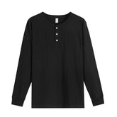 Button up 100% Cotton Henley Sweatshirts