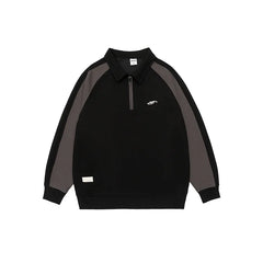 Half Zip Sweatshirt Polo Collar Long Sleeve