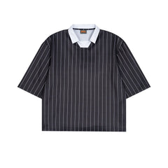 Polo Shirt Boxy Striped Short Sleeve