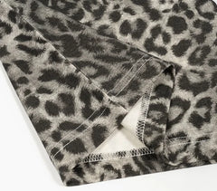 Men Cropped Oversized Leopard Print T-shirt