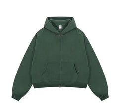 Boxy Fit Solid Color Cropped Hoodies