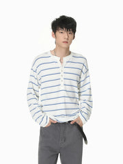 Men's Streetwear Loose Striped Pullover