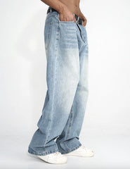 Men Baggy Blue Loose Fit Jeans