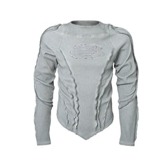 Vintage Sun Faded Slim Fit Applique Distressed Long Sleeve