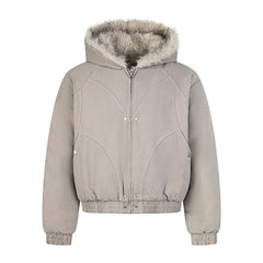 American Style Street Fur Collar Bomber Jacket