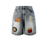 High Quality Baggy Jeans Shorts Patch Embroidery Jorts