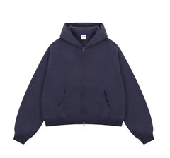 Boxy Fit Solid Color Cropped Hoodies