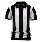Summer Breathable Striped Knitted Polo Shirt