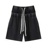 Vintage Washed 235gsm Double Waist Loose Shorts