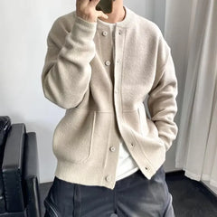 Cardigan Men's Knitted Round Neck Sweater
