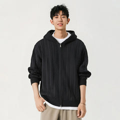 Casual Outerwear Jacquard Zipper Coat