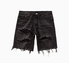 Ripped Washed Denim Shorts