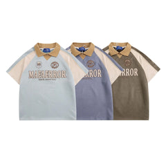 Men's Polo Patchwork Streetwear Football Jersey