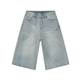 Summer Vintage Shorts High Quality Men High Waist Fit Baggy Jeans Short Dark Denim Shorts Jorts With Pocket for Men