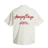 Fashion American-style Vertical-striped Embroidered Shirt