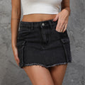 14" Length Mini Cargo Skirts-(Lunar Black)